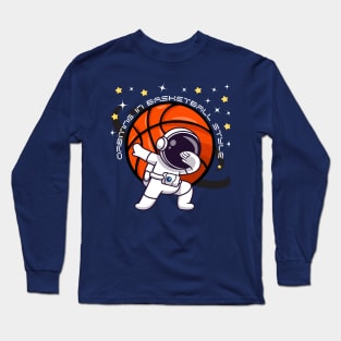 Funny Basketball Dabbing Astronaut Art Design Long Sleeve T-Shirt